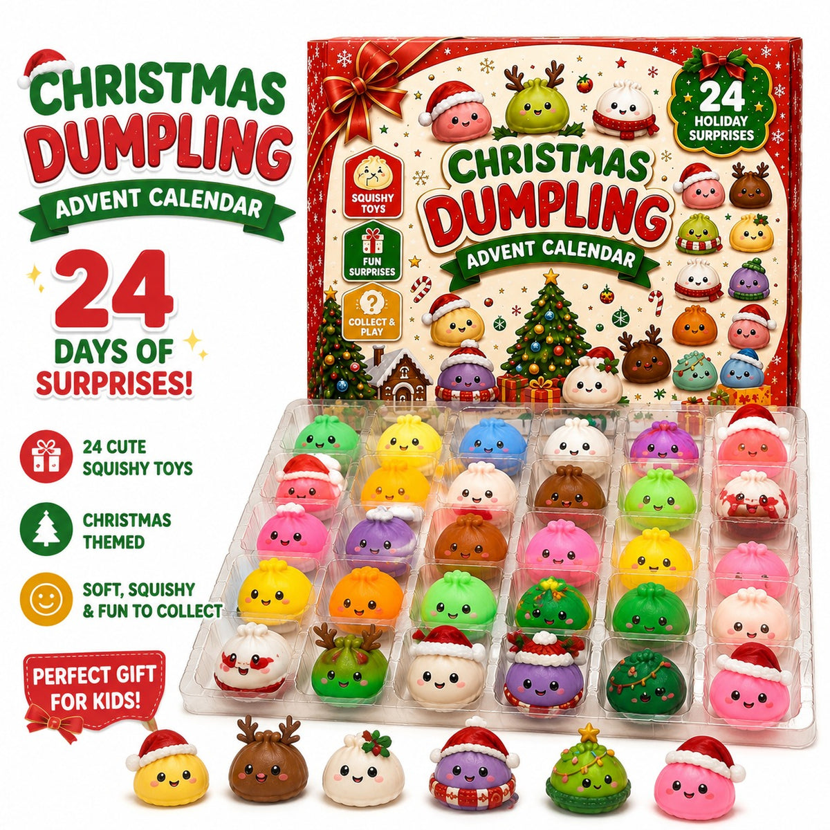Christmas Dumpling advento kalendorius su 24 squishy figūrėlėmis